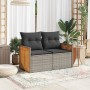 Garden sofa with cushions, 2 seats, synthetic gray rattan by , Outdoor sofas - Ref: Foro24-366130, Price: 187,31 €, Discount: %