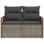 Garden sofa with cushions, 2 seats, synthetic gray rattan by , Outdoor sofas - Ref: Foro24-366130, Price: 187,31 €, Discount: %