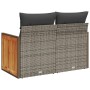 Garden sofa with cushions, 2 seats, synthetic gray rattan by , Outdoor sofas - Ref: Foro24-366130, Price: 186,46 €, Discount: %