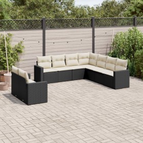 Set aus 8-teiligen Gartensofas und Kissen Kunstrattan schwarz von , Gartensets - Ref: Foro24-3219136, Preis: 571,41 €, Rabatt: %