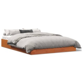 Wax brown pine solid wood bed frame 160x200 cm by , Beds and slatted bases - Ref: Foro24-844816, Price: 147,18 €, Discount: %