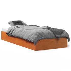 Wax brown solid pine wood bed frame 90x190 cm by , Beds and slatted bases - Ref: Foro24-844823, Price: 59,39 €, Discount: %