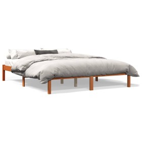 Wax brown pine solid wood bed frame 160x200 cm by , Beds and slatted bases - Ref: Foro24-844863, Price: 85,99 €, Discount: %