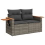 Garden sofa with cushions, 2 seats, synthetic gray rattan by , Outdoor sofas - Ref: Foro24-366145, Price: 194,39 €, Discount: %