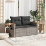 Garden sofa with cushions, 2 seats, synthetic gray rattan by , Outdoor sofas - Ref: Foro24-366145, Price: 194,39 €, Discount: %