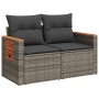 Garden sofa with cushions, 2 seats, synthetic gray rattan by , Outdoor sofas - Ref: Foro24-366145, Price: 194,39 €, Discount: %