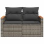 Garden sofa with cushions, 2 seats, synthetic gray rattan by , Outdoor sofas - Ref: Foro24-366145, Price: 194,39 €, Discount: %