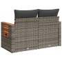 Garden sofa with cushions, 2 seats, synthetic gray rattan by , Outdoor sofas - Ref: Foro24-366145, Price: 194,39 €, Discount: %