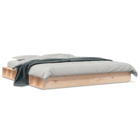 Solid pine wood bed frame 200x200 cm by , Beds and slatted bases - Ref: Foro24-3211836, Price: 226,77 €, Discount: %