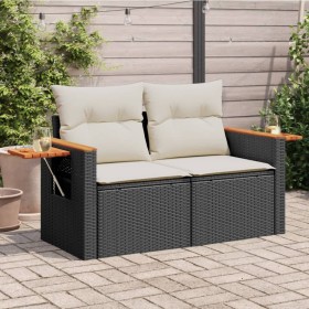 2-seater garden sofa with black synthetic rattan cushions by , Outdoor sofas - Ref: Foro24-366009, Price: 174,80 €, Discount: %