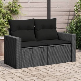 2-seater garden sofa with black synthetic rattan cushions by , Outdoor sofas - Ref: Foro24-365971, Price: 153,52 €, Discount: %