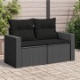 2-seater garden sofa with black synthetic rattan cushions by , Outdoor sofas - Ref: Foro24-365971, Price: 145,12 €, Discount: %