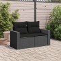 2-seater garden sofa with black synthetic rattan cushions by , Outdoor sofas - Ref: Foro24-365971, Price: 145,12 €, Discount: %