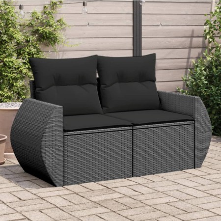 2-seater garden sofa with black synthetic rattan cushions by , Outdoor sofas - Ref: Foro24-365973, Price: 183,13 €, Discount: %