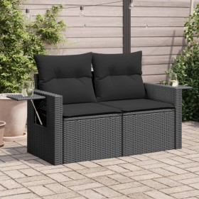 2-seater garden sofa with black synthetic rattan cushions by , Outdoor sofas - Ref: Foro24-365990, Price: 269,44 €, Discount: %