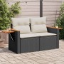 2-Sitzer-Gartensofa mit schwarzen Kissen aus synthetischem Rattan von , Outdoor-Sofas - Ref: Foro24-366021, Preis: 176,45 €, ...