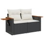 2-seater garden sofa with black synthetic rattan cushions by , Outdoor sofas - Ref: Foro24-366021, Price: 176,64 €, Discount: %