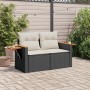 2-seater garden sofa with black synthetic rattan cushions by , Outdoor sofas - Ref: Foro24-366021, Price: 176,64 €, Discount: %