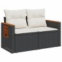 2-seater garden sofa with black synthetic rattan cushions by , Outdoor sofas - Ref: Foro24-366021, Price: 176,64 €, Discount: %