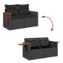 2-seater garden sofa with black synthetic rattan cushions by , Outdoor sofas - Ref: Foro24-366021, Price: 176,64 €, Discount: %