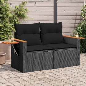 2-Sitzer-Gartensofa mit schwarzen Kissen aus synthetischem Rattan von , Outdoor-Sofas - Ref: Foro24-365978, Preis: 173,95 €, ...