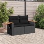 2-seater garden sofa with black synthetic rattan cushions by , Outdoor sofas - Ref: Foro24-365978, Price: 173,95 €, Discount: %