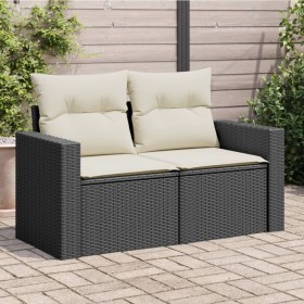 2-Sitzer-Gartensofa mit schwarzen Kissen aus synthetischem Rattan von , Outdoor-Sofas - Ref: Foro24-366016, Preis: 160,12 €, ...