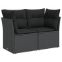 2-seater garden sofa with black synthetic rattan cushions by , Outdoor sofas - Ref: Foro24-365986, Price: 172,06 €, Discount: %