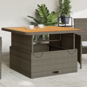 Mesa de jardín ratán PE y madera acacia gris 110x110x71 cm de , Mesas de jardín - Ref: Foro24-368273, Precio: 176,99 €, Descu...