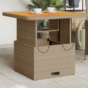 Mesa de jardín ratán sintético madera acacia beige 80x80x71 cm de , Mesas de jardín - Ref: Foro24-368271, Precio: 143,99 €, D...