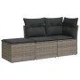 Garden sofa set 3 pieces and gray synthetic rattan cushions by , Garden sets - Ref: Foro24-3249309, Price: 182,65 €, Discount: %