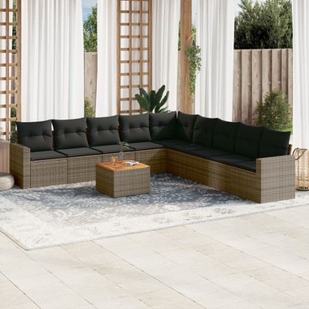 Garden sofa set 10 pieces with gray synthetic rattan cushions by , Garden sets - Ref: Foro24-3224170, Price: 620,15 €, Discou...