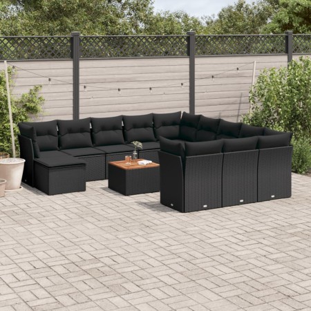 Garden sofa set with 13-piece black synthetic rattan cushions by , Garden sets - Ref: Foro24-3223983, Price: 749,69 €, Discou...