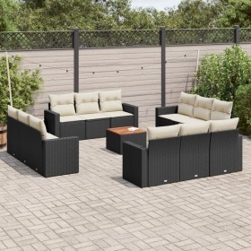 Set aus Gartensofas und Kissen 13 Stück synthetisches Rattan schwarz von , Gartensets - Ref: Foro24-3224054, Preis: 899,55 €,...