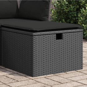 Black synthetic rattan garden stool with cushion 55x55x37cm by , Outdoor ottomans - Ref: Foro24-365967, Price: 59,99 €, Disco...