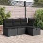 Gartenhocker und Kissen aus schwarzem synthetischem Rattan 55x55x37cm von , Hocker für den Außenbereich - Ref: Foro24-365967,...