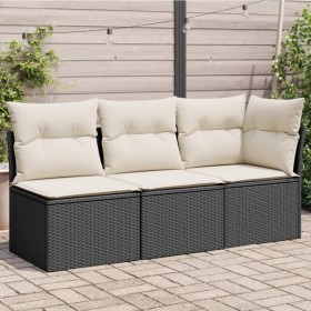 3-seater garden sofa with black PE rattan cushions by , Outdoor sofas - Ref: Foro24-366014, Price: 176,99 €, Discount: %