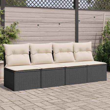 4-seater garden sofa with black synthetic rattan cushions by , Outdoor sofas - Ref: Foro24-366000, Price: 215,39 €, Discount: %