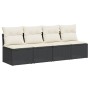 4-seater garden sofa with black synthetic rattan cushions by , Outdoor sofas - Ref: Foro24-366000, Price: 215,39 €, Discount: %