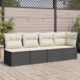 4-Sitzer-Gartensofa mit Kissen aus schwarzem synthetischem Rattan von , Outdoor-Sofas - Ref: Foro24-365999, Preis: 248,47 €, ...