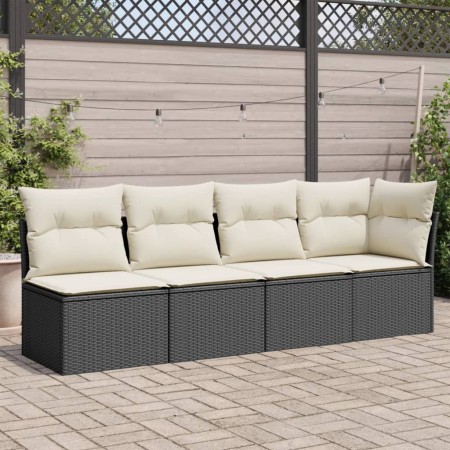 4-seater garden sofa with black synthetic rattan cushions by , Outdoor sofas - Ref: Foro24-365999, Price: 256,46 €, Discount: %