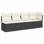 4-seater garden sofa with black synthetic rattan cushions by , Outdoor sofas - Ref: Foro24-365999, Price: 256,46 €, Discount: %