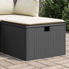 Gartenhocker und Kissen aus schwarzem synthetischem Rattan 55x55x37cm von , Hocker für den Außenbereich - Ref: Foro24-366002,...