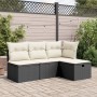 Gartenhocker und Kissen aus schwarzem synthetischem Rattan 55x55x37cm von , Hocker für den Außenbereich - Ref: Foro24-366002,...