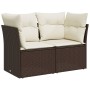 Garden sofa with cushions, 2 seats, synthetic brown rattan by , Outdoor sofas - Ref: Foro24-366201, Price: 149,99 €, Discount: %