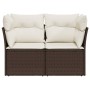 Garden sofa with cushions, 2 seats, synthetic brown rattan by , Outdoor sofas - Ref: Foro24-366201, Price: 149,99 €, Discount: %