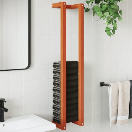 Solid waxed brown pine wood towel rack 23x18x110 cm by , Towel racks - Ref: Foro24-844475, Price: 24,12 €, Discount: %