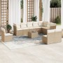 Set von 11-teiligen Gartensofas mit beigen Kissen aus synthetischem Rattan von , Gartensets - Ref: Foro24-3249647, Preis: 951...