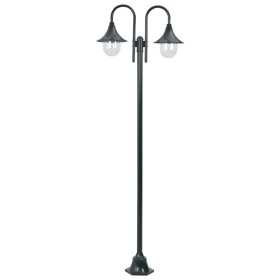 Garden street lamp with 2 dark green aluminum lights E27 220 cm by , Outdoor lighting - Ref: Foro24-44217, Price: 107,99 €, D...