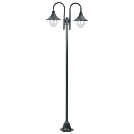 Garden street lamp with 2 dark green aluminum lights E27 220 cm by , Outdoor lighting - Ref: Foro24-44217, Price: 118,29 €, D...